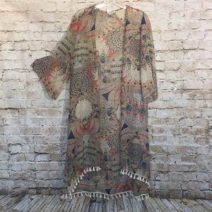 Umgee Bohemian Sheer Kimono Oversize Medium NWT